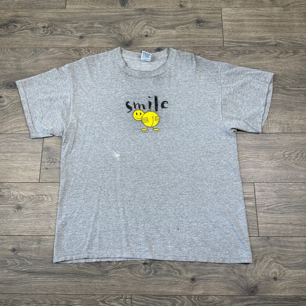 Vintage Smile Mooning Shirt Adult Large Gray Funny Joke Brooklyn T Shirt Factory